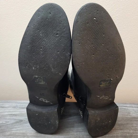 Stelle Monelle Studded Black Leather Ankle Boots Size 40 - Picture 10 of 13